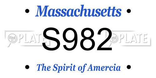 S982 Massachusetts License Plate