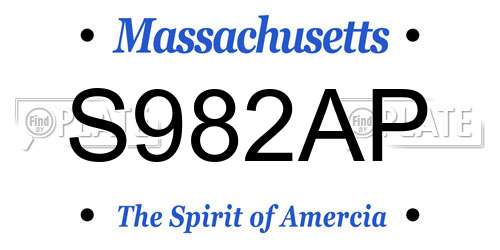 S982AP Massachusetts License Plate