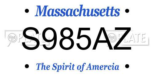 S985AZ Massachusetts License Plate