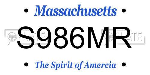 S986MR Massachusetts License Plate