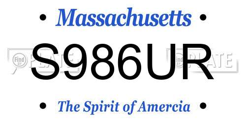 S986UR Massachusetts License Plate