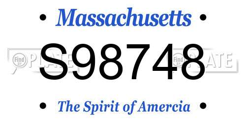 S98748 Massachusetts License Plate