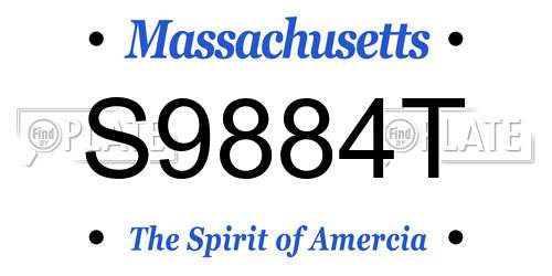 S9884T Massachusetts License Plate