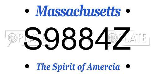 S9884Z Massachusetts License Plate
