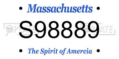 S98889 Massachusetts License Plate