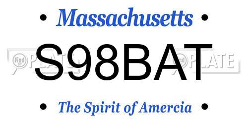 S98BAT Massachusetts License Plate