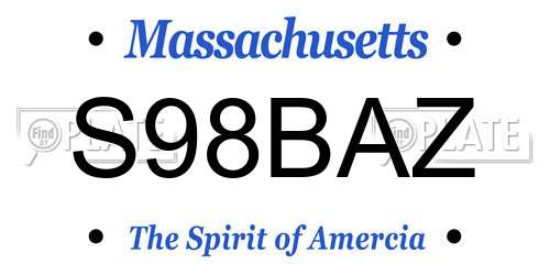 S98BAZ Massachusetts License Plate