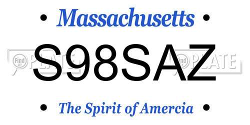 S98SAZ Massachusetts License Plate
