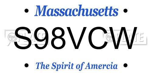 S98VCW Massachusetts License Plate