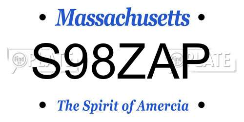 S98ZAP Massachusetts License Plate