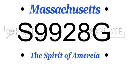S9928G Massachusetts License Plate