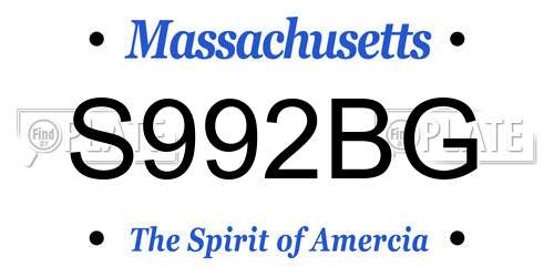 S992BG Massachusetts License Plate