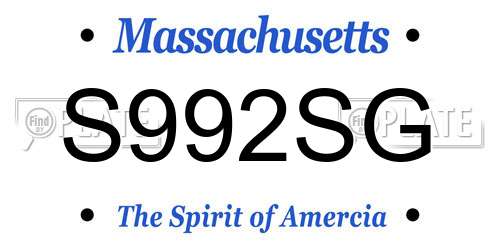S992SG Massachusetts License Plate