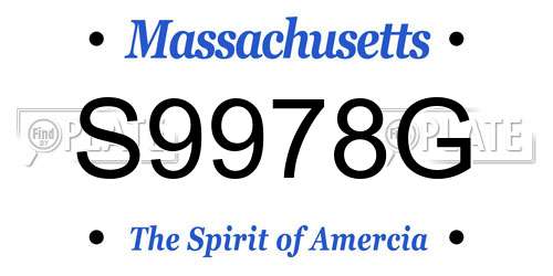 S9978G Massachusetts License Plate