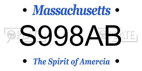 S998AB Massachusetts License Plate
