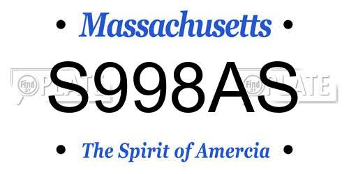 S998AS Massachusetts License Plate