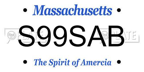 S99SAB Massachusetts License Plate