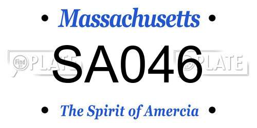 SA046 Massachusetts License Plate