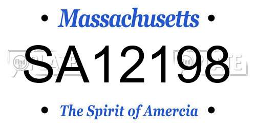 SA12198 Massachusetts License Plate