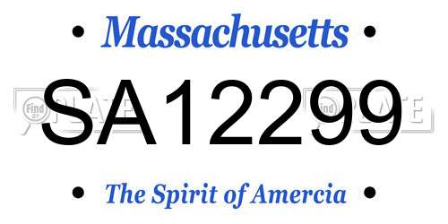 SA12299 Massachusetts License Plate