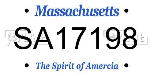SA17198 Massachusetts License Plate