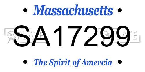 SA17299 Massachusetts License Plate