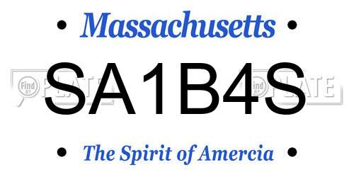 SA1B4S Massachusetts License Plate