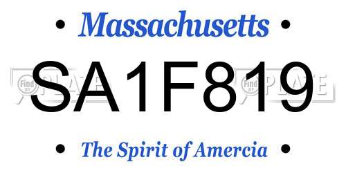 SA1F819 Massachusetts License Plate