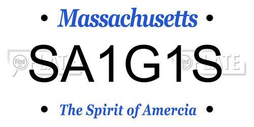 SA1G1S Massachusetts License Plate