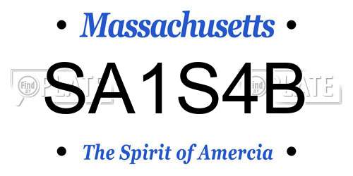 SA1S4B Massachusetts License Plate