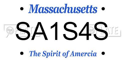 SA1S4S Massachusetts License Plate