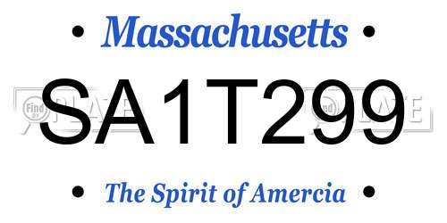 SA1T299 Massachusetts License Plate