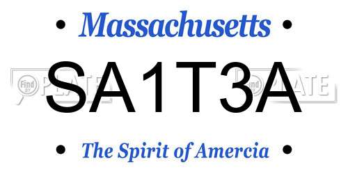 SA1T3A Massachusetts License Plate