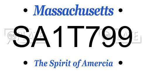 SA1T799 Massachusetts License Plate