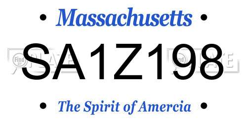 SA1Z198 Massachusetts License Plate