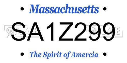 SA1Z299 Massachusetts License Plate