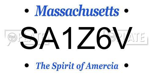 SA1Z6V Massachusetts License Plate