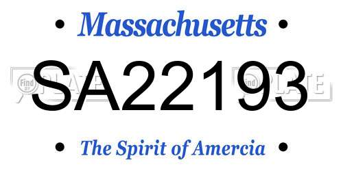 SA22193 Massachusetts License Plate