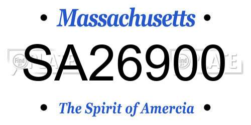 SA26900 Massachusetts License Plate