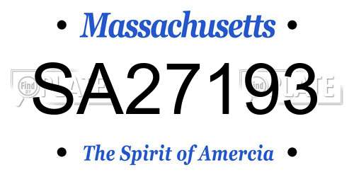 SA27193 Massachusetts License Plate