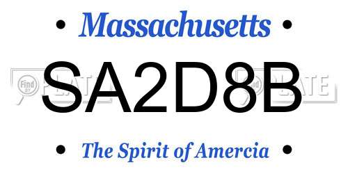 SA2D8B Massachusetts License Plate
