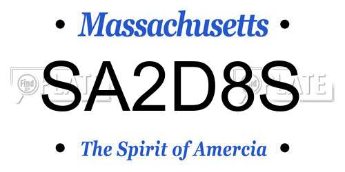 SA2D8S Massachusetts License Plate