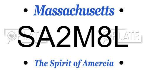 SA2M8L Massachusetts License Plate