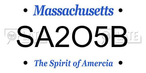 SA2O5B Massachusetts License Plate