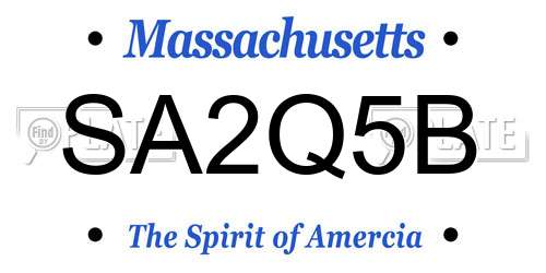 SA2Q5B Massachusetts License Plate