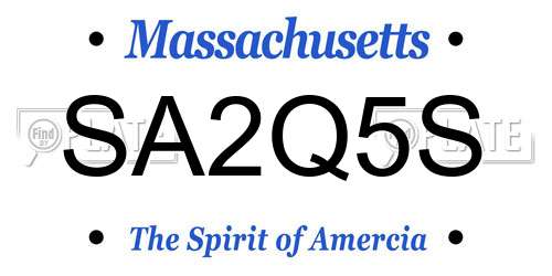 SA2Q5S Massachusetts License Plate
