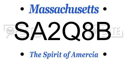 SA2Q8B Massachusetts License Plate