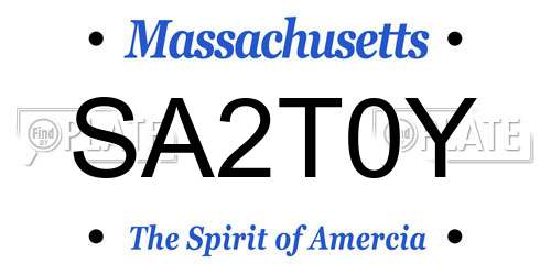 SA2T0Y Massachusetts License Plate