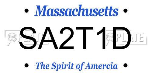 SA2T1D Massachusetts License Plate