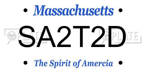 SA2T2D Massachusetts License Plate